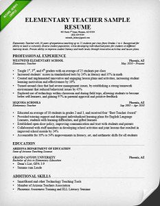 Elementary Teacher Sample Resume